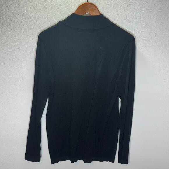 Calvin Klein Black Mock Neck Sweater Gold Button Shoulder Women’s M Pullover - Picture 4 of 8